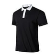 thumbnail image 1 of Fnnxeal Men's 2XL Black Polo Shirt - Polyester, Wrinkle Free, Durable - Classic Fit with Contrast Collar - Extended Size for Work, Golf & Casual Wear, 1 of 3