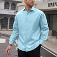 thumbnail image 1 of Fnnxeal Men's Blue Polyester Shirt - Size M, Long Sleeve Button-Down - Wrinkle Resistant, Easy Care - Classic Fit for Work & Casual Wear, 1 of 5