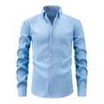 thumbnail image 1 of Fnnxeal Men's Long Sleeve Button Down Shirt - Light Blue, Size L - 100% Polyester, Wrinkle Free, Durable - Casual & Work Wear, Affordable, 1 of 4