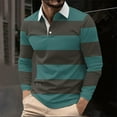 thumbnail image 1 of Fnnxeal Men's Long Sleeve Striped Polo Shirt - Brown, Size XL, Polyester Spandex, Durable Wrinkle-Resistant, Casual Work & Daily Outdoor Wear, 1 of 5