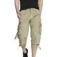 thumbnail image 1 of Fnnxeal Men’s Loose Fit Cargo Shorts 100% Cotton Multi-Pocket Capri Length Casual Utility Bottoms with Drawstring Hem Khaki,Size XL, 1 of 5