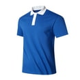 thumbnail image 1 of Fnnxeal Men's Medium Blue Polo Shirt, Polyester Classic Fit, Contrast Collar, Wrinkle Resistant, Easy Care, Casual Office Golf Daily Wear, 1 of 3