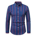 thumbnail image 1 of Fnnxeal Men's Red Striped M Shirt - Polyester Long Sleeve, Slim Fit, Button Down, Wrinkle Resistant, Easy Care for Casual & Semi-Formal, 1 of 4