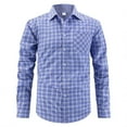 thumbnail image 1 of Fnnxeal Men's Sky Blue Plaid Shirt - Size M Long Sleeve, Cotton Rayon Blend Stretchy Button-Down with Chest Pocket, Casual Versatile, 1 of 5