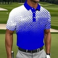 thumbnail image 1 of Fnnxeal Men's Stretchy Polo Shirt - Blue Gradient Polka Dot, L, Breathable Moisture-Wicking, Button-Down Collar, Golf Casual Wear, Big and Tall Friendly, 1 of 5