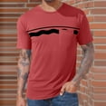 thumbnail image 1 of Fnnxeal Men's XL Red T-Shirt - Stretchy Crew Neck Short Sleeve with Chest Pocket, Wavy Stripe, Wrinkle-Resistant, Casual Daily Wear, 1 of 5