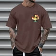 thumbnail image 1 of Fnnxeal Men's XL Tropical Sunset T-Shirt - Brown Palm Tree Print, Loose Fit Stretchy Polyester Blend, Wrinkle-Resistant Beach Vacation Casual Tee, 1 of 4