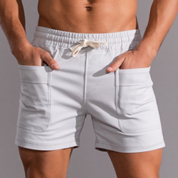 Fnnxeal Mens 100% Cotton Relaxed Fit Drawstring Shorts with Pockets - Breathable Casual Lounge Athletic Summer Shorts Gray,Size 2XL