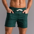 thumbnail image 1 of Fnnxeal Mens 100% Cotton Relaxed Fit Drawstring Shorts with Pockets - Breathable Casual Lounge Athletic Summer Shorts Green,Size 3XL, 1 of 5