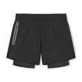 thumbnail image 1 of Fnnxeal Mens 2-in-1 Running Shorts with Liner, Workout Athletic Shorts Built-In & Zipper Pocket, Black,Size L, 1 of 7