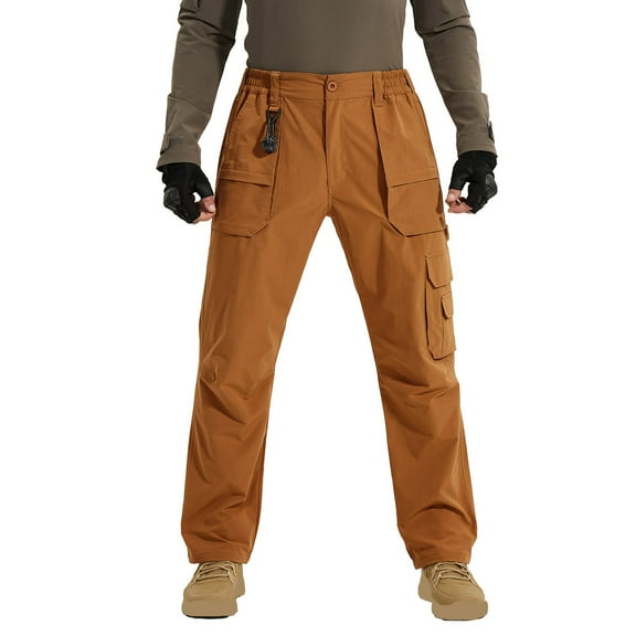 Fnnxeal Mens 3XL Cargo Pants, Casual Slacks with Multi Pockets Big and Tall Pants for Men Outdoor Brown Trousers Breathable Men's Relaxed Fit Cargo Sweatpants Cargo Pants With Stretch