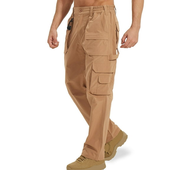 Fnnxeal Mens 3XL Cargo Pants, Casual Slacks with Multi Pockets Men's Relaxed Fit Cargo Sweatpants Cargo Pants With Stretch Breathable Big and Tall Pants for Men Outdoor Khaki Trousers