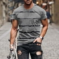 thumbnail image 1 of Fnnxeal Mens Athletic Fit Short Sleeve Tee Gray Distressed Stripe Pattern Soft Stretchy Fabric Casual Crew Neck Shirt,Size 2XL, 1 of 5
