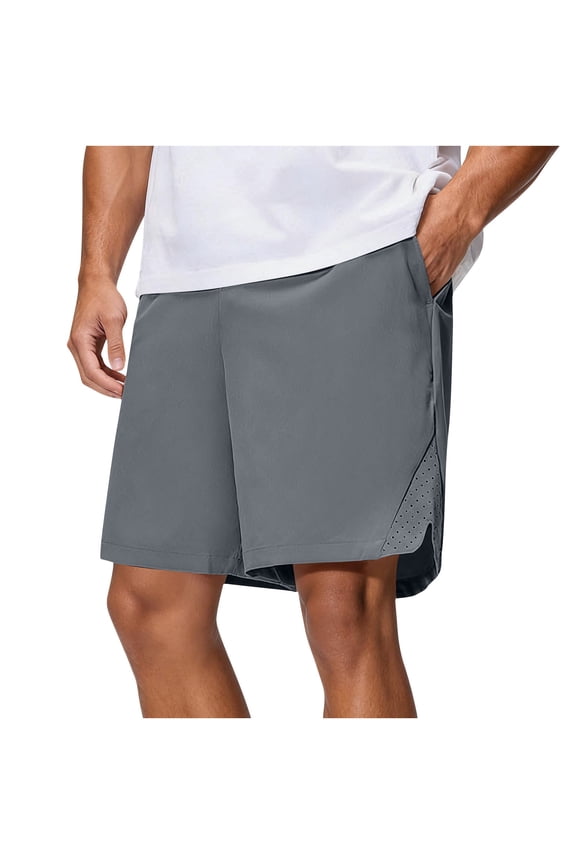 Mens Big & Tall 2-in-1 Running Shorts with Liner, Dark Gray Quick-Dry Workout & Gym Shorts, Athletic Split Side for Training,Size 8XL