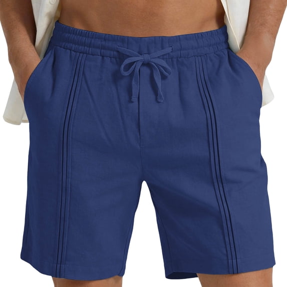 Fnnxeal Mens Big & Tall Elastic Waist Athletic Shorts, 5-Inch Inseam Casual Lounge Shorts Relaxed Fit with Drawstring Navy,Size 3XL