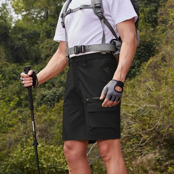 Fnnxeal Mens Black Cargo Shorts, Relaxed Fit Outdoor with Pockets Summer Carpenter Pants Big and Tall Casual Shorts for Men 5XL