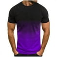 thumbnail image 1 of Fnnxeal Mens Blue Ombre Muscle Fit Short Sleeve Crew Neck T-Shirt, Gradient Polyester Spandex Athletic Tee,Size 3XL, 1 of 3