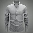 thumbnail image 1 of Fnnxeal Mens Button Down Shirt, Casual Long Sleeve Solid Collared Long Sleeve Gray Button Up Shirt for Men Size S, 1 of 6