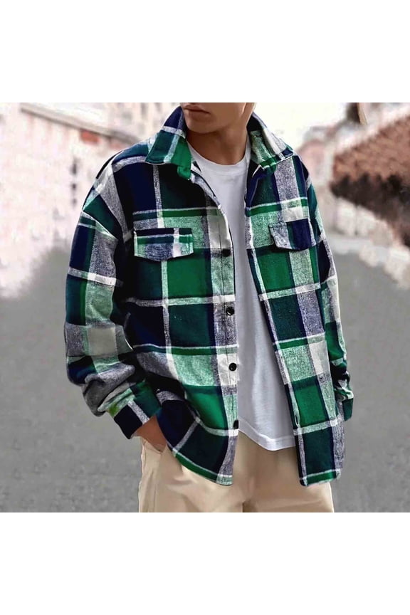 Mens Button Down Shirt, Flannel Casual Long Sleeve Collared Long Sleeve Army Green Button Up Shirt for Men Size S