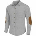 thumbnail image 1 of Fnnxeal Mens Button Down Shirt, Long Sleeve Collared Corduroy Long Sleeve Casual Gray Button Up Shirt for Men Size L, 1 of 5