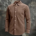 thumbnail image 1 of Fnnxeal Mens Button Down Shirt, Long Sleeve Waffle Collared Long Sleeve Casual Brown Button Up Shirt for Men Size 2XL, 1 of 6