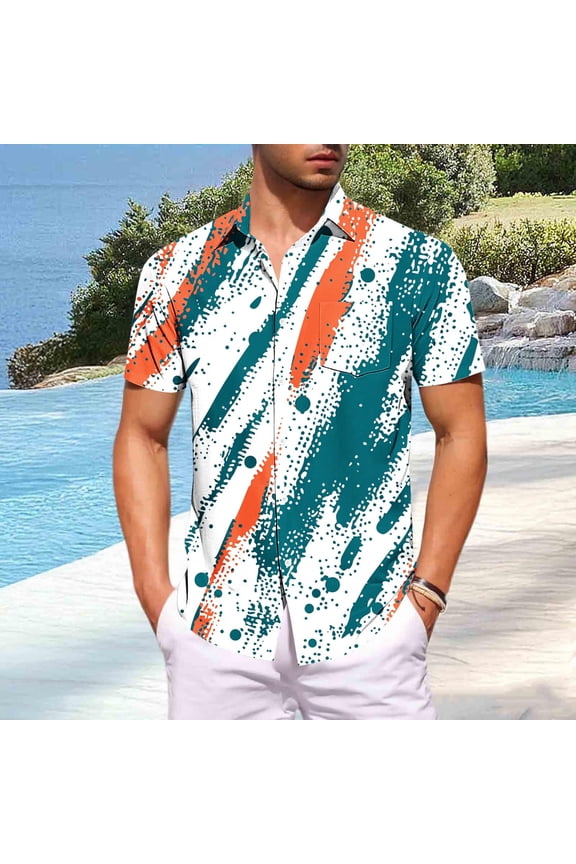 Mens Camouflage Short Sleeve Button Down Shirt, Abstract Print Stretch Vacation Beach Shirt, Casual Breathable Mens Shirt,Size 5XL