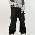 thumbnail image 1 of Fnnxeal Mens Cargo Pants- Drawstring Pull-On Elastic Waist Solid Trouser Black Pants for Men Size 2XL, 1 of 9