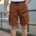 thumbnail image 1 of Fnnxeal Mens Cargo Shorts Relaxed Fit-Summer Drawstring Outdoor Solid Zipper Casual Shorts&nbsp;with&nbsp;Multi&nbsp;Pockets Brown, 1 of 6