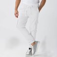 thumbnail image 1 of Fnnxeal Mens Cargo Sweatpants- Solid Stretch Breathable Slim Fit Drawstring Trouser White Pants for Men Size 2XL, 1 of 5