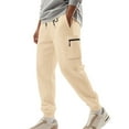 thumbnail image 1 of Fnnxeal Mens Cargo Sweatpants- Stretch Breathable Solid Drawstring Slim Fit Trouser Khaki Pants for Men Size 2XL, 1 of 9