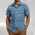 thumbnail image 1 of Fnnxeal Mens Casual Button Down Shirts, Collared Summer Shirt for Men Men's Shirt with Short Sleeves Solid Breathable Shirts Blue 2XL, 1 of 5