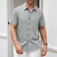 thumbnail image 1 of Fnnxeal Mens Casual Button Down Shirts, Solid Breathable Shirts Men's Shirt with Short Sleeves Collared Summer Shirt for Men Gray M, 1 of 6