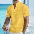 thumbnail image 1 of Fnnxeal Mens Casual Button Down Shirts, Summer Shirt for Men Men's Shirt with Short Sleeves Henley Solid Breathable Shirts Yellow L, 1 of 3