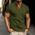 thumbnail image 1 of Fnnxeal Mens Casual Henley Shirts, Summer Solid Button Short Sleeve T-Shirt Classic Army Green Lightweight Tees with Pocket Size 2XL, 1 of 9