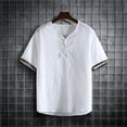 thumbnail image 1 of Fnnxeal Mens Casual T-Shirts, Solid V-Neck Short Sleeve Tops Summer Big and Tall Shirts White Lightweight Tees for Men Size L, 1 of 4