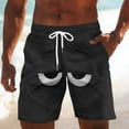 thumbnail image 1 of Fnnxeal Mens Funny Graphic Shorts, Black Novelty Swim Trunks with Cartoon Eye Print for Beach & Casual,Size 2XL, 1 of 5