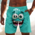 thumbnail image 1 of Fnnxeal Mens Funny Swim Trunks Light Blue, 3D Cartoon Smiley Face Print Beach Shorts, Quick-Dry Novelty Graphic Swimwear & Board Shorts for Men,Size 2XL, 1 of 5