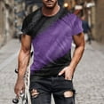 thumbnail image 1 of Fnnxeal Mens Glitter Gradient Purple Muscle Fit Crew Neck T-Shirt, Big and Tall Short Sleeve Tee 7XL, Polyester Spandex Rave Streetwear Graphic Top,Size M, 1 of 4