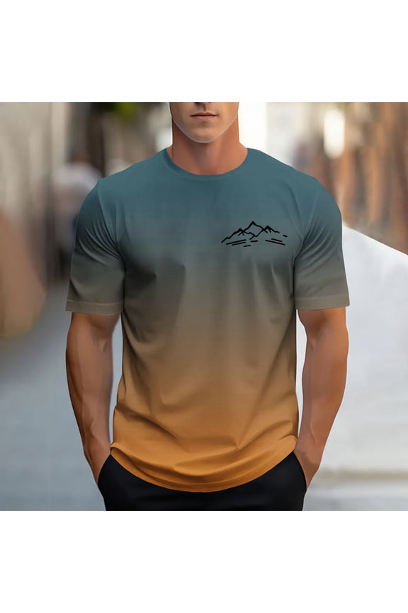Mens Graphic T-Shirts Crew Neck Casual Short Sleeve Sunmmer Yellow Shirts for Men Size 2XL