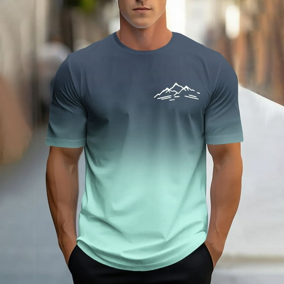 Fnnxeal Mens Graphic T-Shirts Crew Neck Sunmmer Casual Short Sleeve Mint Green Shirts for Men Size 2XL