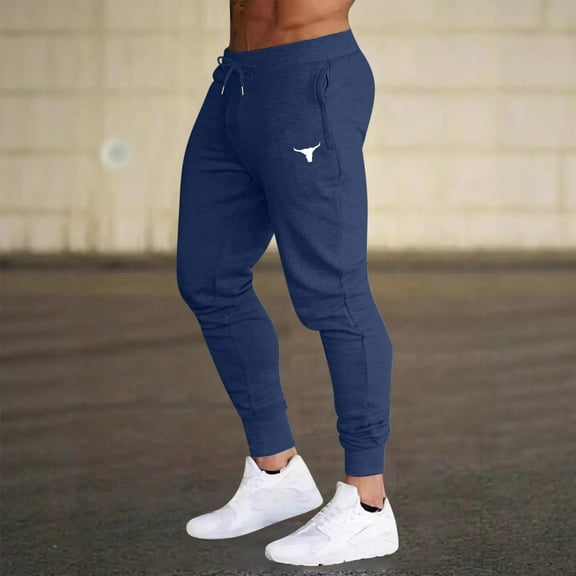 Fnnxeal Mens Jogger Pants- Outdoor Workout Athletic Running Lightweight Long Pants Navy Pants for Men Size S