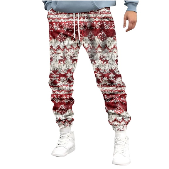 Fnnxeal Mens Pants, Print Christmas Fall Winter Casual Trousers for Men Multicolor