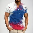 thumbnail image 1 of Fnnxeal Mens Patriotic Red White Blue Gradient Polo Shirt Short Sleeve Stars Print Nylon Spandex Performance Moisture Wicking Slim Fit,Size 2XL, 1 of 5