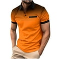 thumbnail image 1 of Fnnxeal Mens Performance Active Polo Shirt Short Sleeve Gradient Print Moisture Wicking Quick Dry Work Golf Top Contrast Collar Slim Fit Orange,Size M, 1 of 8