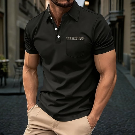Fnnxeal Mens Performance Polo Shirt Moisture Wicking Breathable 100% Polyester Slim Fit Black Casual Short Sleeve with Pocket Wrinkle Free,Size 3XL