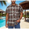 thumbnail image 1 of Fnnxeal Mens Plaid Button Down Shirts, Collared Classic Fit Summer Casual Shirt With Pocket Short Sleeves Breathable Coffee Shirt for Men Size 3XL, 1 of 8
