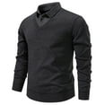 thumbnail image 1 of Fnnxeal Mens Polo Shirts Breathable Long Sleeve Collar Fall Winter Casual Dark Gray Polo Shirts for Men Size 3XL, 1 of 4