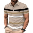 thumbnail image 1 of Fnnxeal Mens Polo Shirts Button Short Sleeve Casual Striped Collared Summer Polo Khaki Shirts for Men Size 2XL, 1 of 7