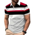 thumbnail image 1 of Fnnxeal Mens Polo Shirts Casual Button Striped Collared Short Sleeve Summer Polo Red Shirts for Men Size XL, 1 of 7