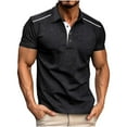 thumbnail image 1 of Fnnxeal Mens Polo Shirts Casual Collared Short Sleeve Button Lightweight Summer Black Polo Shirts for Men Size S, 1 of 5